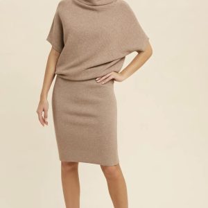 Slouch Neck Dolman Midi Dress