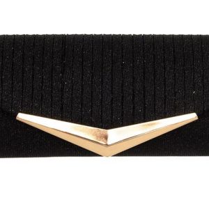 Metal V Accent Pleated Evening Bag