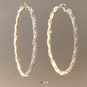 Stylish Gold with Cubic Large Hoop Earring