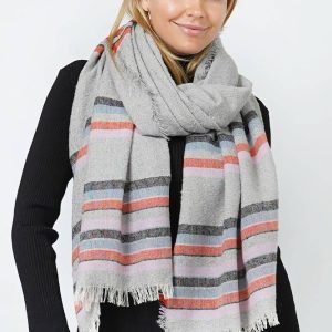 Stripe Slub Woven Oblong Winter Scarf