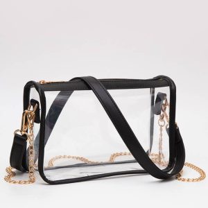 Clear Rectangle Stadium Concert Crossbody Bag: Black