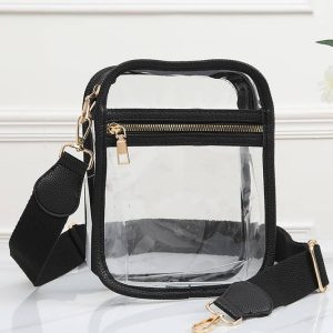 Clear PU Cross Body Mini Bag: Black