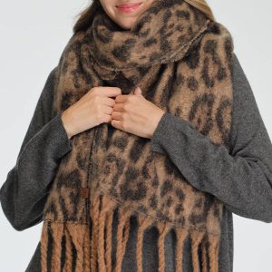 SFC0133 Woven Leopard Print Scarf